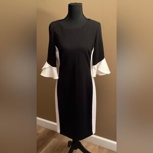 DKNY Black and White Long Sleeve Dress